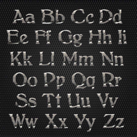 Chrome alphabet on metallic grid backgroundのイラスト素材