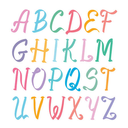 elegant marker alphabet set on whiteのイラスト素材