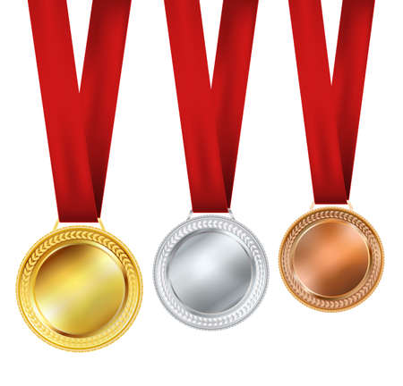 set of medals on white backgorundのイラスト素材