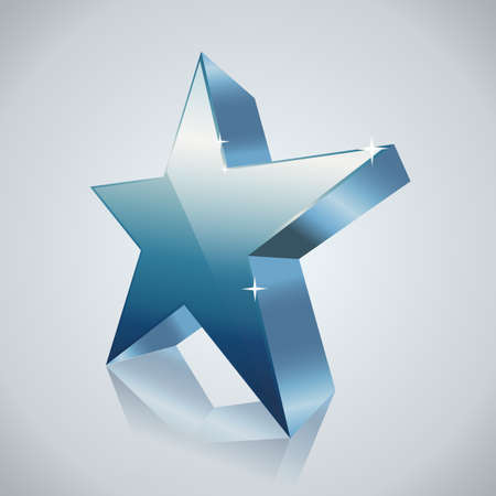 blue star with reflectionのイラスト素材