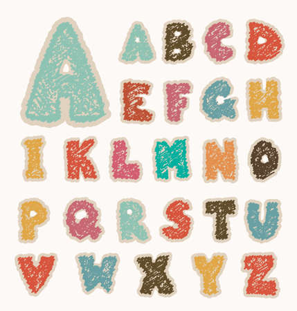 alpabet letters retro drawingのイラスト素材