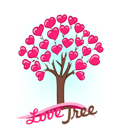 abstract drawing of tree with hearts as leavesのイラスト素材