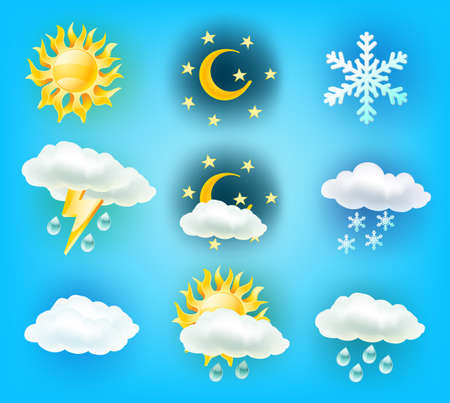 weather symbols on light blue backgroundのイラスト素材