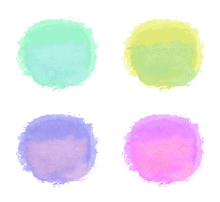 set of handdrawn bright watercolor circles on whiteのイラスト素材