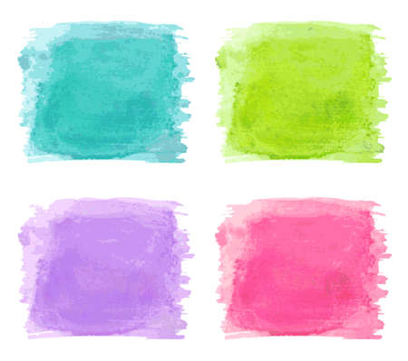 set of watercolor splash as design elements on whiteのイラスト素材