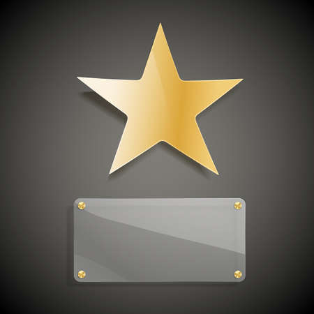golden star and glass blank backgroundのイラスト素材