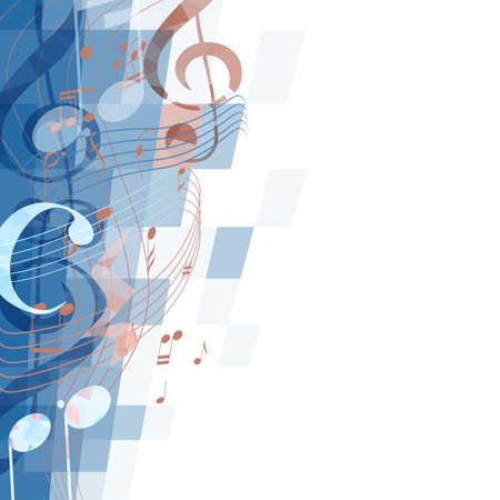 abstract musical background with key and notes, musical signsのイラスト素材