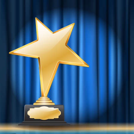 golden star award on blue curtain backgroundのイラスト素材