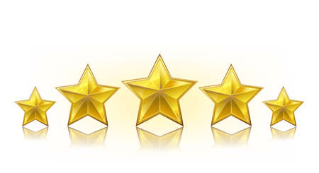 a row of golden realistic stars on whiteのイラスト素材