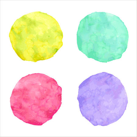 handdrawn bright watercolor circles on whiteのイラスト素材