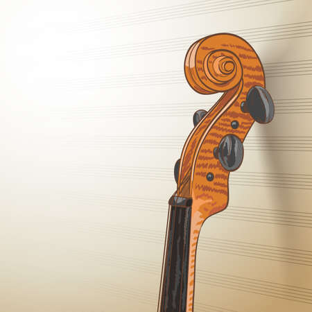 violin neck on musical lines backgroundのイラスト素材