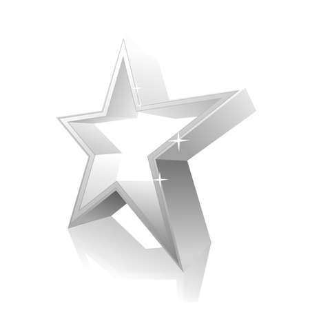 3d white star contourのイラスト素材