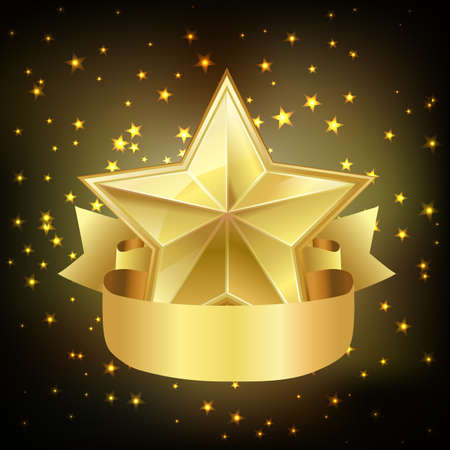 star with ribbon on dark background. vectorのイラスト素材