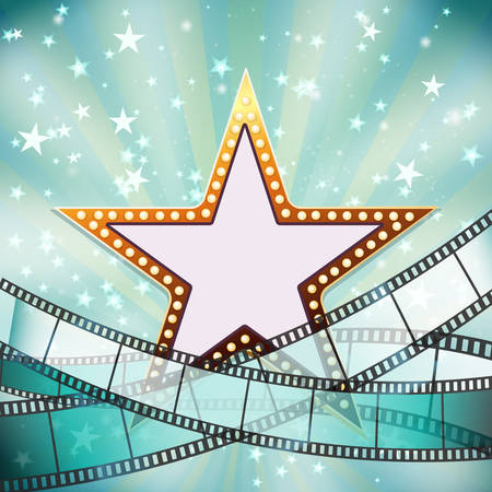 abstract cinema background with golden starのイラスト素材