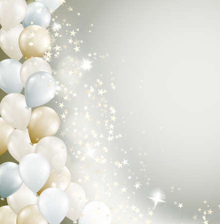 soft background with flowing stars and balloonsのイラスト素材