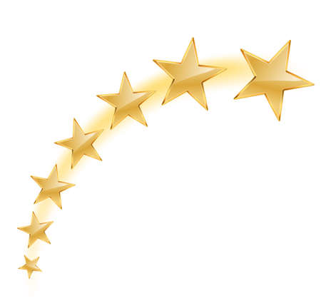 vector illustration of golden stars flying on whiteのイラスト素材
