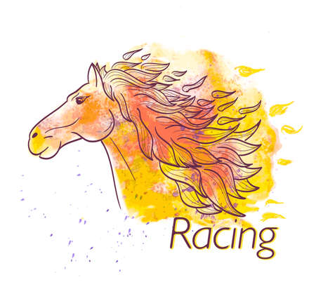 horse racing watercolor symbolのイラスト素材