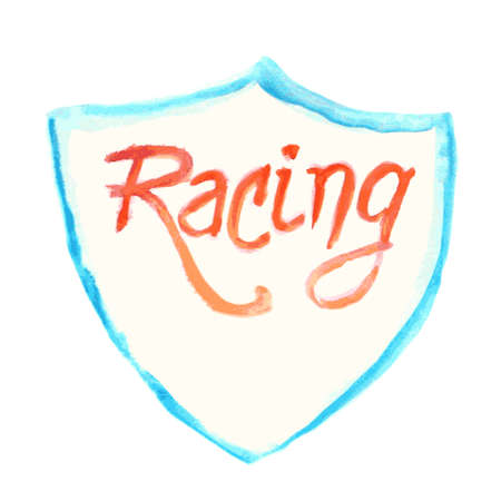 watercolor racing symbol with shieldのイラスト素材