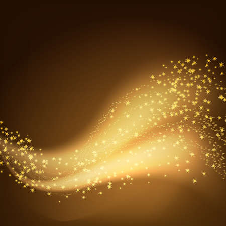 golden stars flowing over brown backgroundのイラスト素材