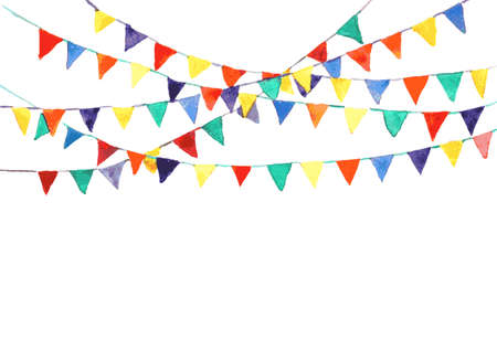 bunting flags made with watercolor. vectorのイラスト素材