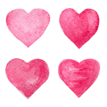 red watercolor hearts setのイラスト素材