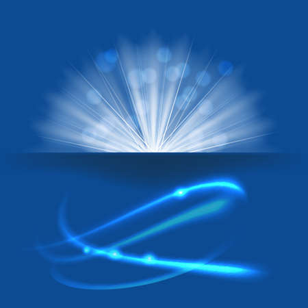 light rays burst on blue background. vectorのイラスト素材