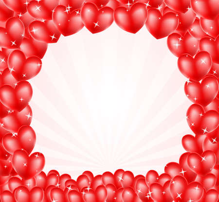 heart balloons frame background with starsのイラスト素材