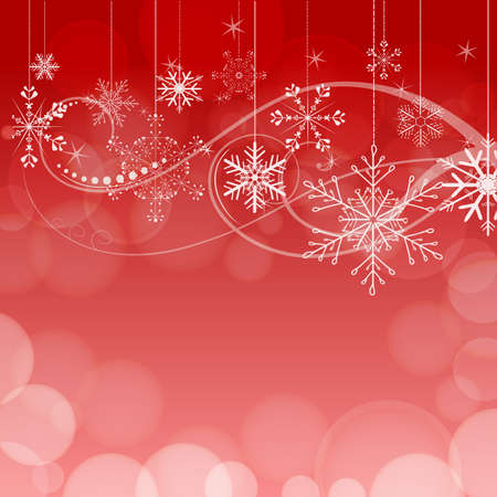 abstract snowflakes on red bokeh background. vectorのイラスト素材