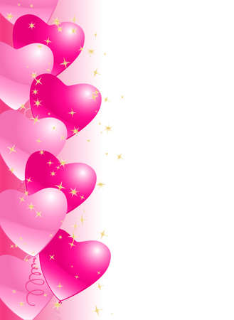 heart balloons border background with starsのイラスト素材