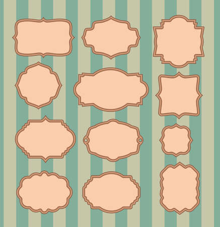 retro frames set on background with stripesのイラスト素材