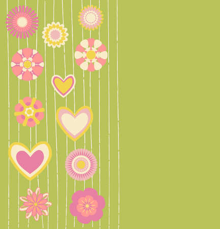 abstract flowers and hearts background.のイラスト素材