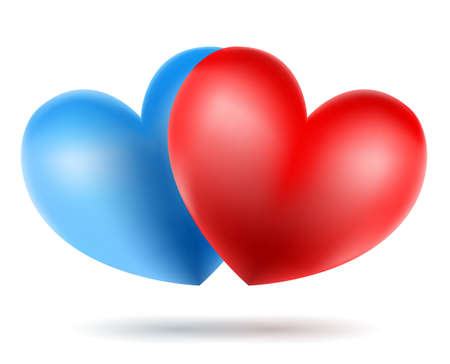blue and red heart symbols on white.のイラスト素材
