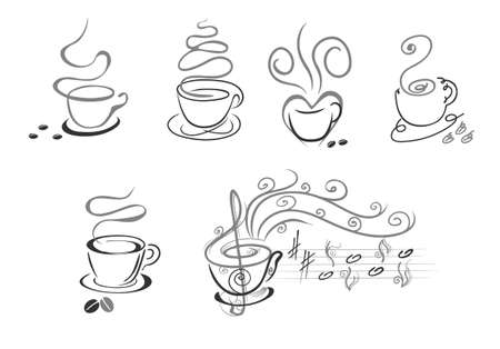 coffee cups line art.のイラスト素材