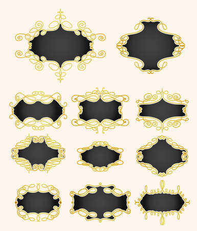 set of abstract vintage frames with linesのイラスト素材