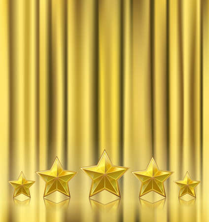 golden curtain theater background with stars in a rowのイラスト素材
