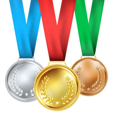 set of medals composition on whiteのイラスト素材