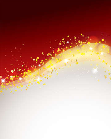 golden stars flowing over red vertical backgroundのイラスト素材