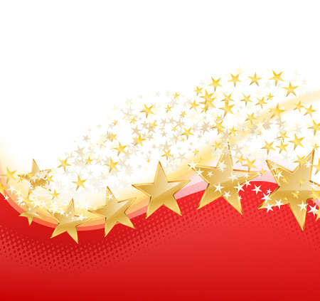 illustration of golden stars flying on redのイラスト素材