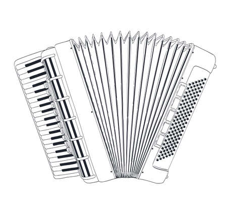 accordion drawing on white. vectorのイラスト素材