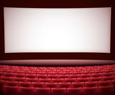 cinema theater background with red seats, space for text. vectorのイラスト素材