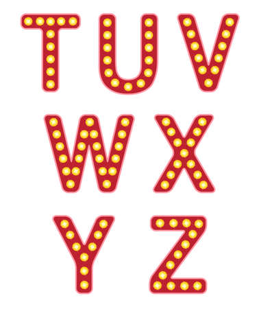 alphabet capital letters set with retro lights, vectorのイラスト素材