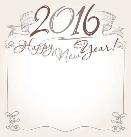 handwritten 2016 and Happy New Year words greeting. vectorのイラスト素材