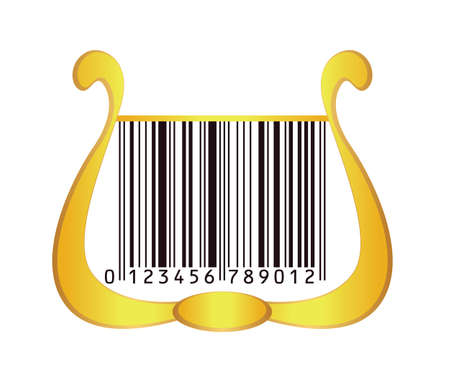 harp with bar code as strings. vectorのイラスト素材