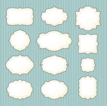 set of vintage frames on striped background. vectorのイラスト素材