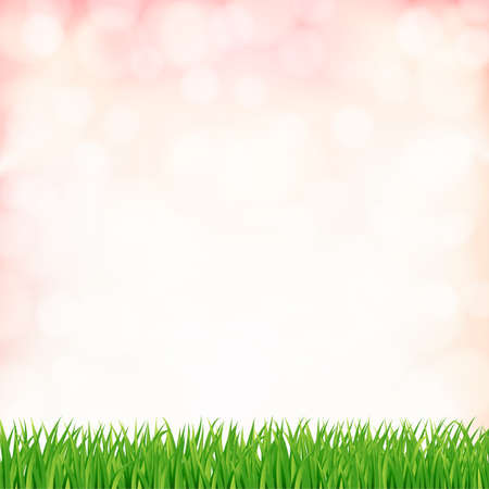spring background with green grass and sky. vectorのイラスト素材