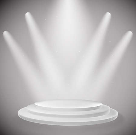 white podium and spot lights background.のイラスト素材