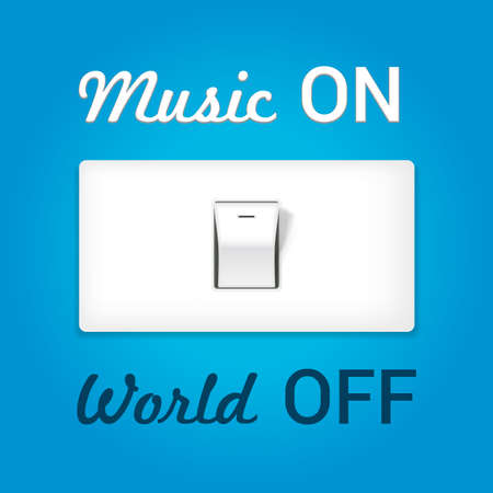 On off switch. Conceptual image with swtitch on music and world off. Vector