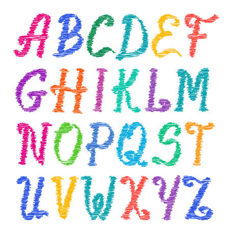 Sketched alphabet set. Capital letters. vectorのイラスト素材