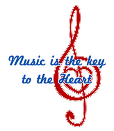 Heart in a musical clef. Music is the key to the heart quote. Abstract vector signのイラスト素材