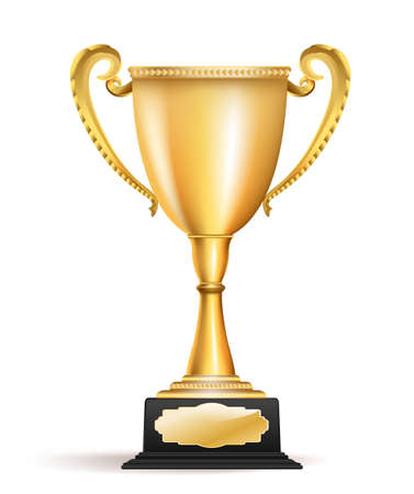 Golden trophy cup award on white. Vectorのイラスト素材
